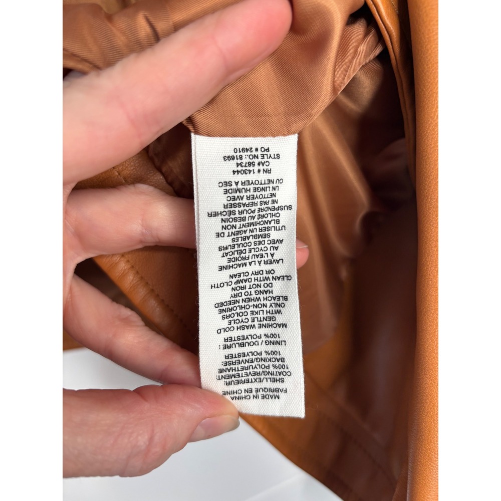 Avec Les Filles Faux Leather Jacket Womens M Brown Excellent Cropped Trench Coat - Picture 7 of 9